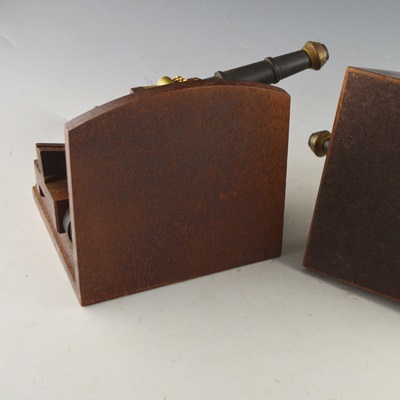 Pair of Canon Bookends and Matching Table Lamp