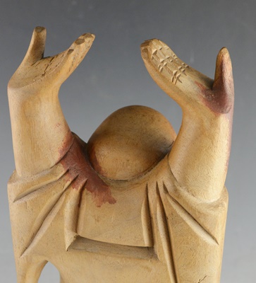 Wood Carved Smiling Buddah