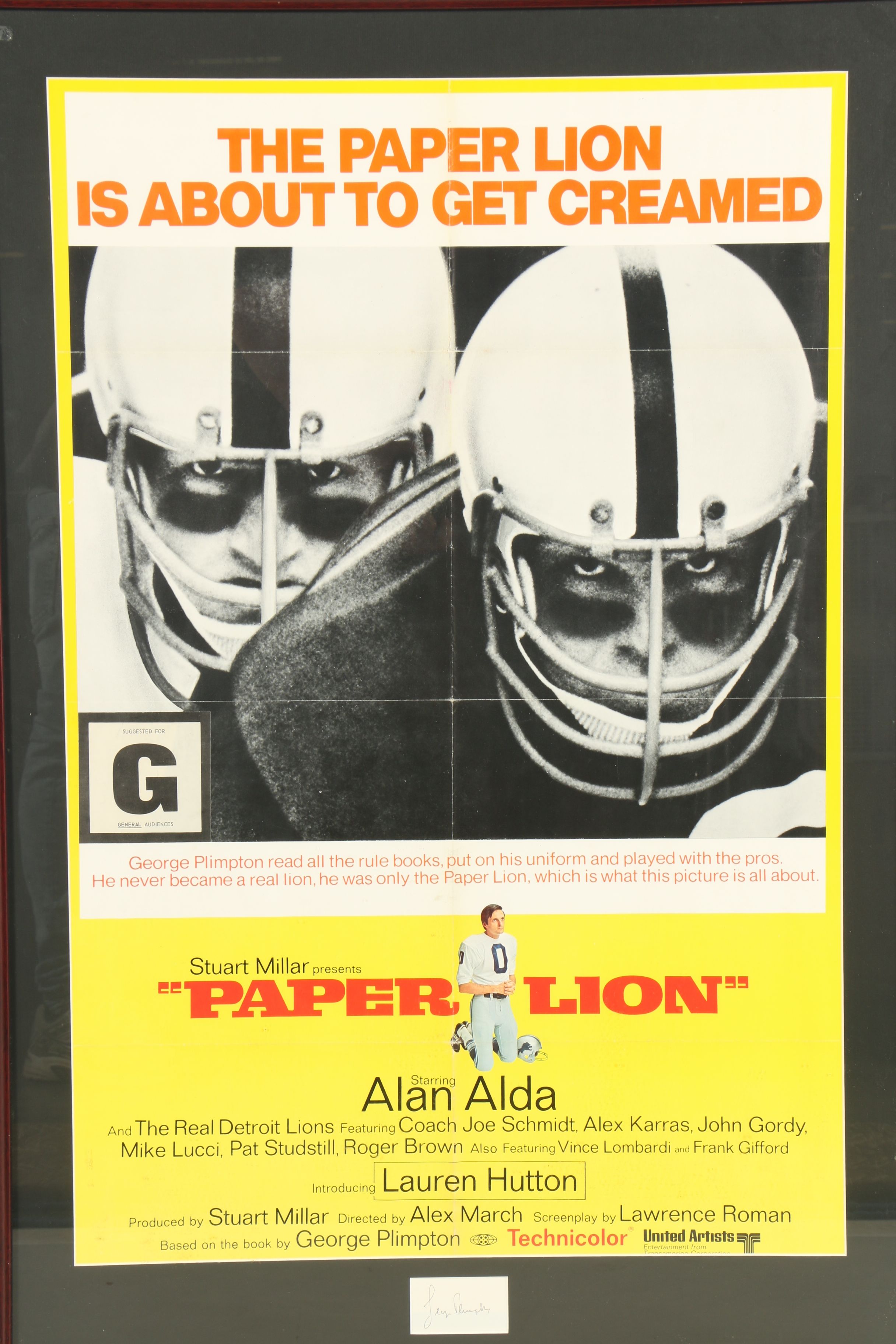 George Plimpton signed "The Paper Lion" Movie Poster