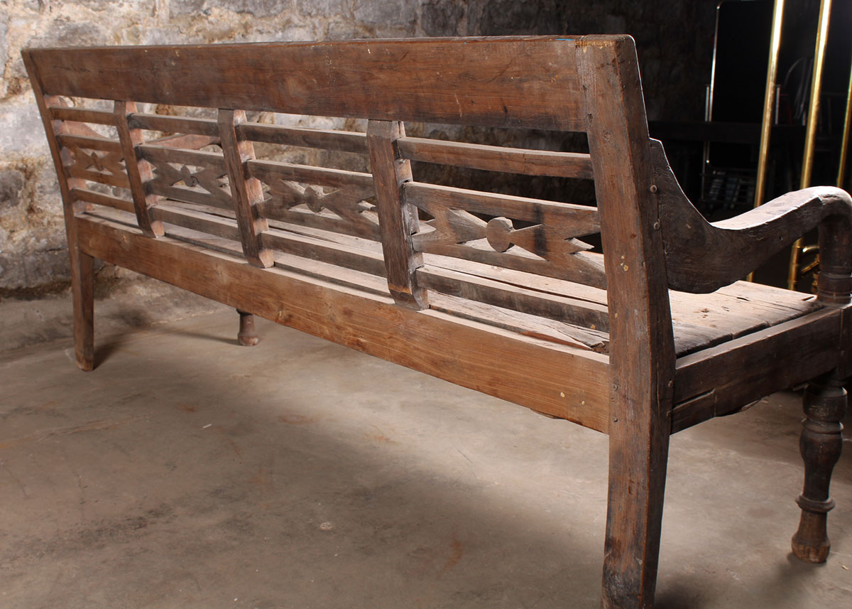 Indonesian Inspired Oak Bench