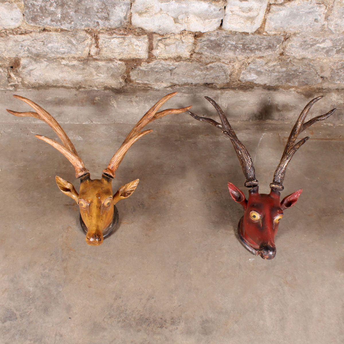 Wooden Faux Stag Head Wall Mounts