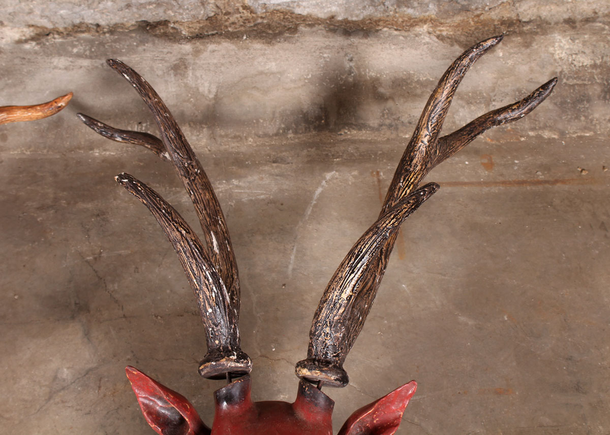 Wooden Faux Stag Head Wall Mounts