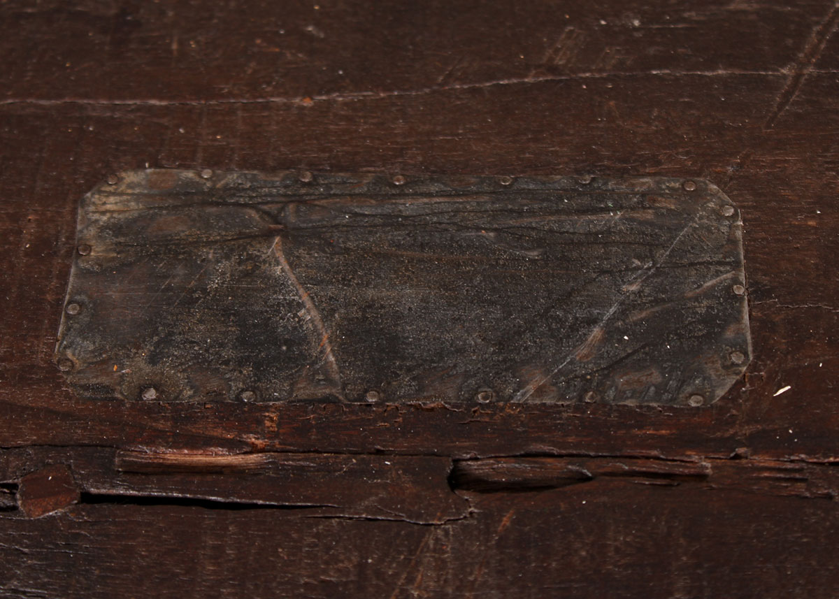 Reclaimed Wood Paneled Coffee Table with Metal Strapping