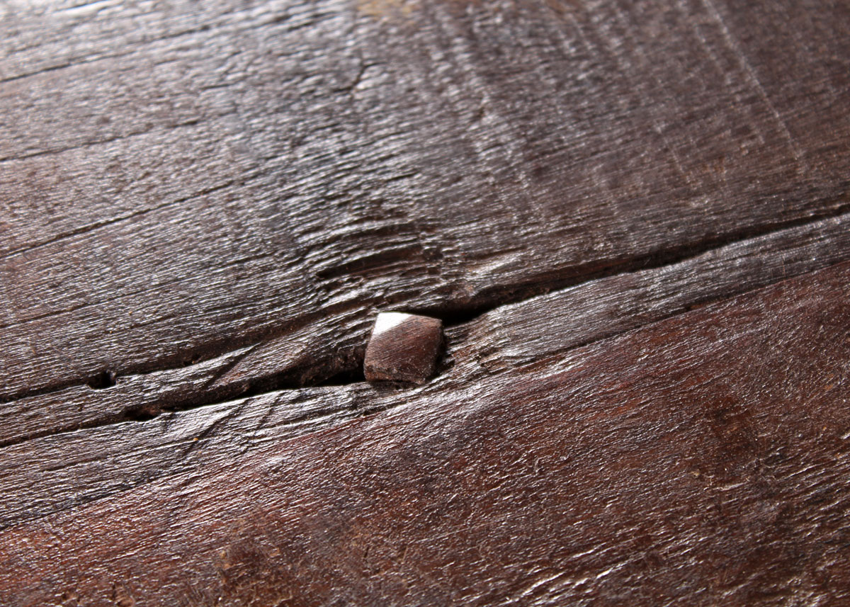 Reclaimed Wood Paneled Coffee Table with Metal Strapping