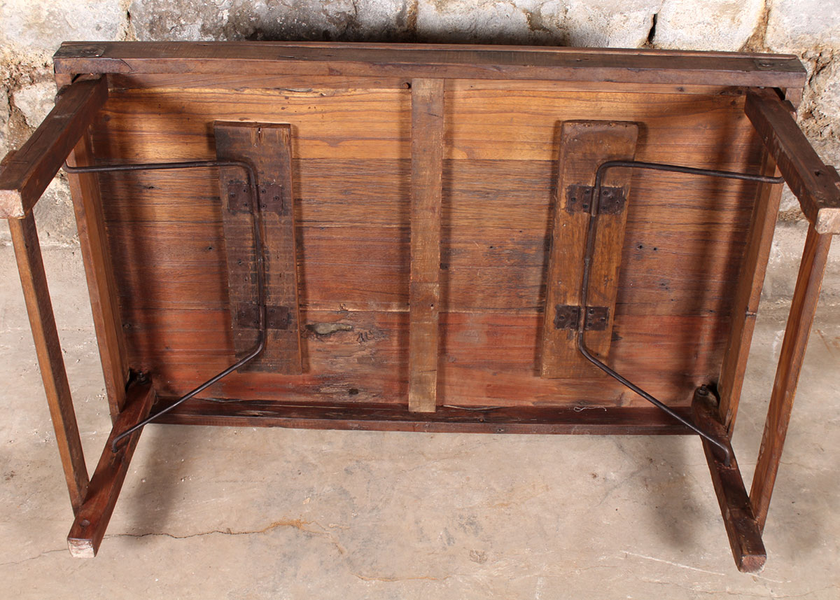 Reclaimed Wood Paneled Coffee Table with Metal Strapping