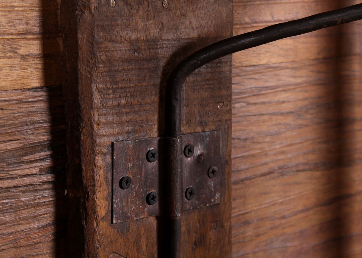 Reclaimed Wood Paneled Coffee Table with Metal Strapping