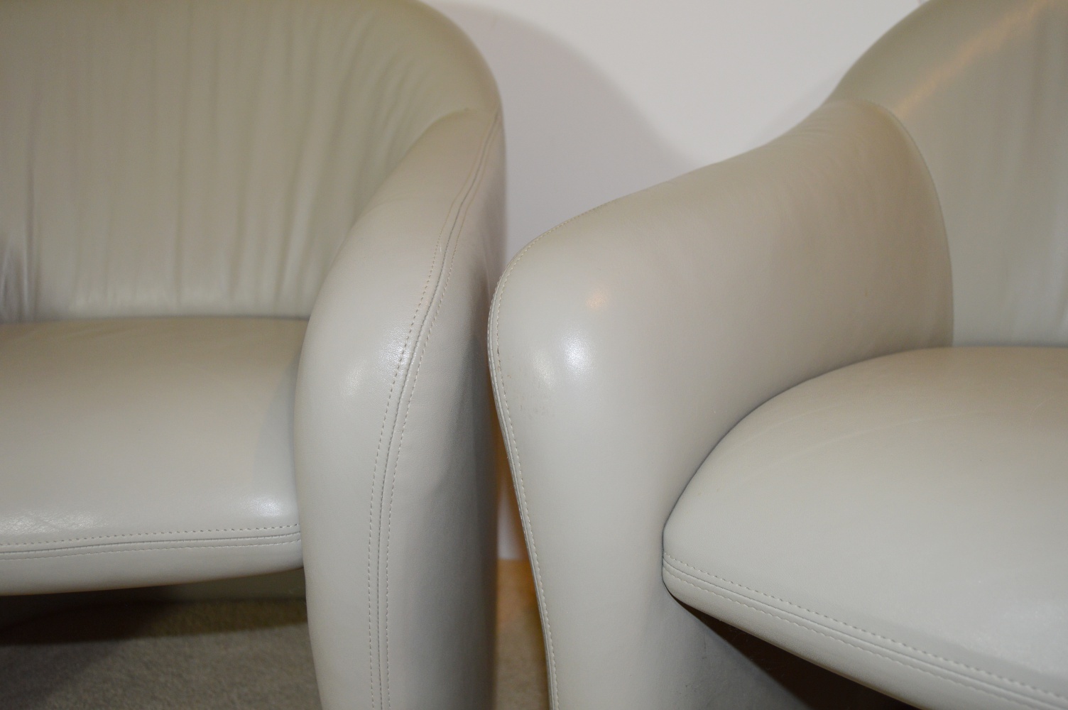 Pair of Mid Century Paul Brayton Gray Leather Club Chairs