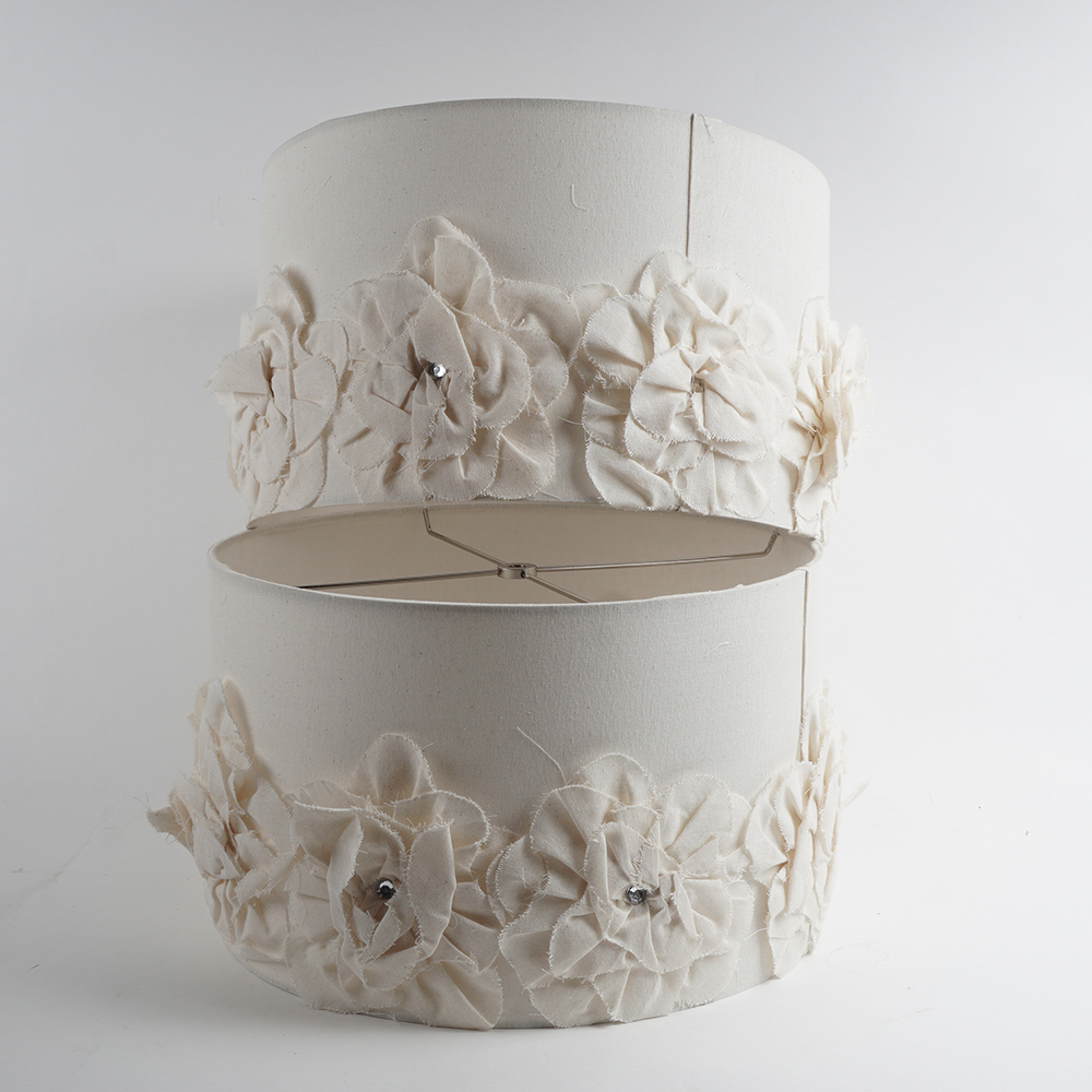 Rosette Motif Lamp Drum Shade Pair