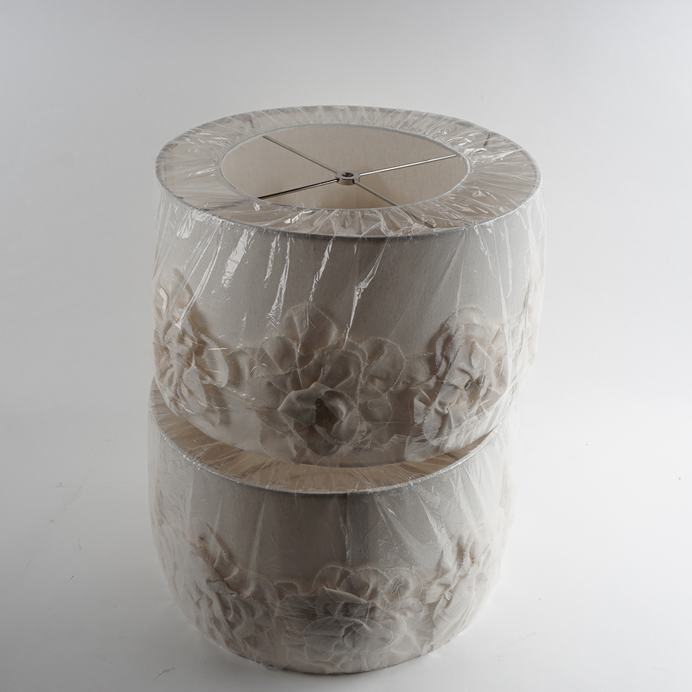 Rosette Motif Lamp Drum Shade Pair