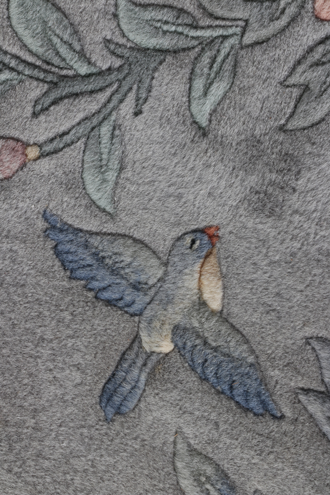 Large Sculpted Chinese Floral Area Rug