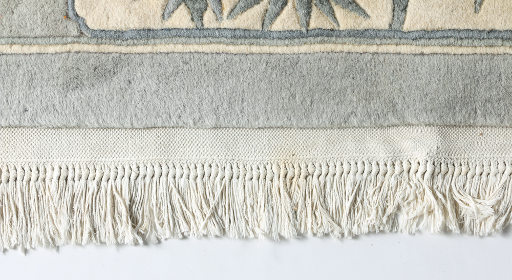 Large Sculpted Chinese Floral Area Rug