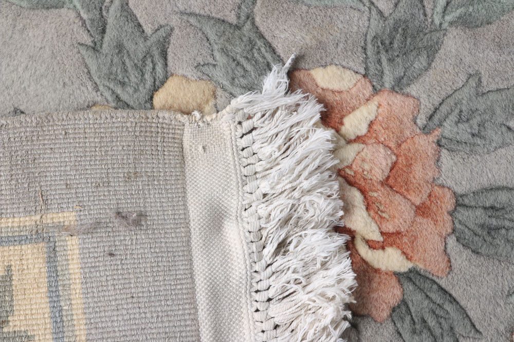 Large Sculpted Chinese Floral Area Rug