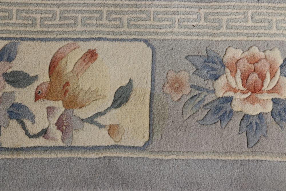 Large Sculpted Chinese Floral Area Rug