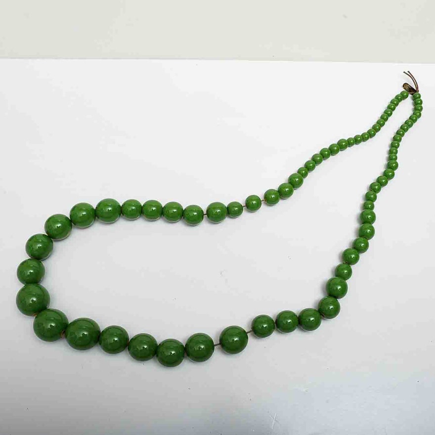 Nathalie Costes Green Wood Beaded Necklace