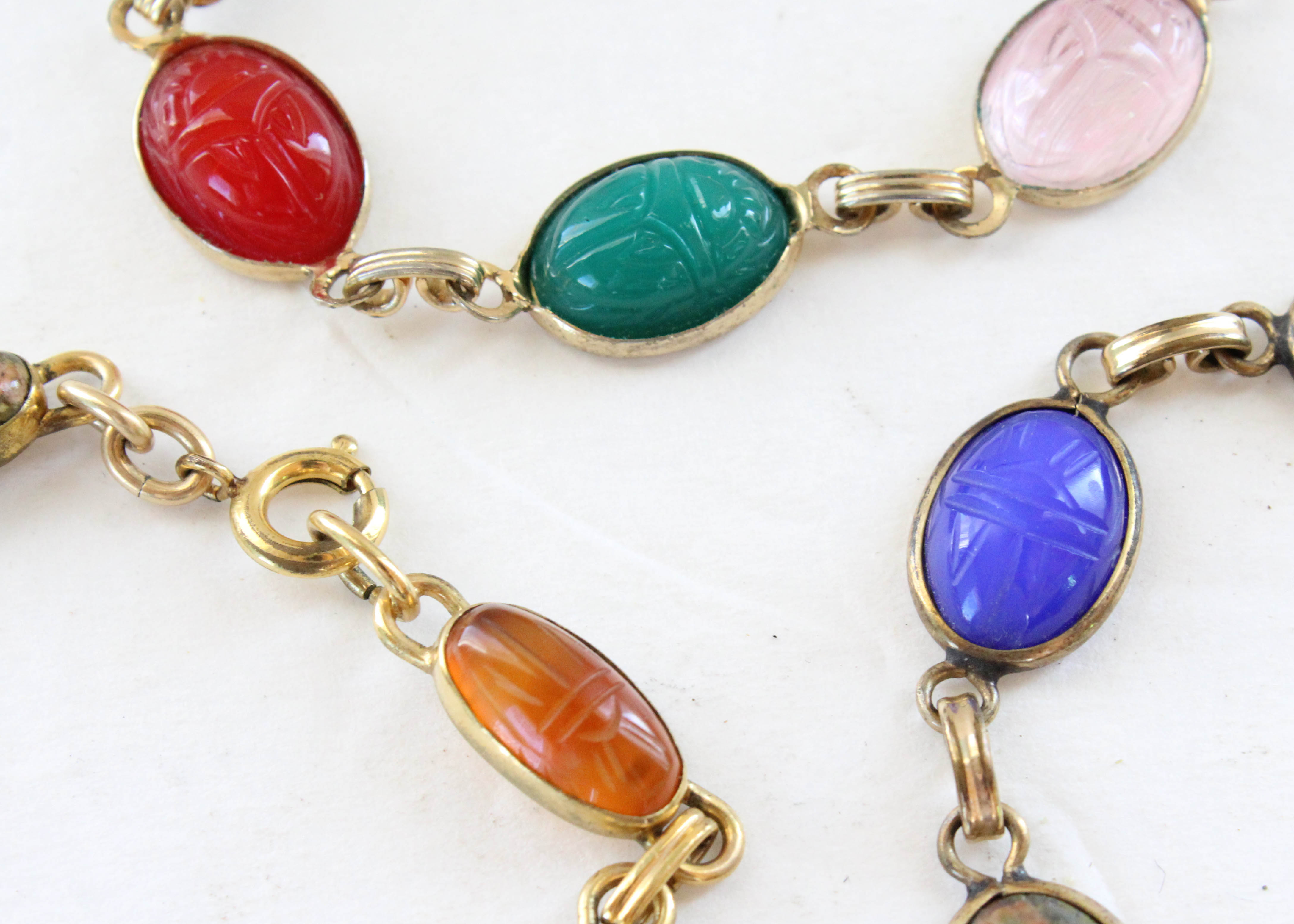 Three Vintage Scarab Bracelets