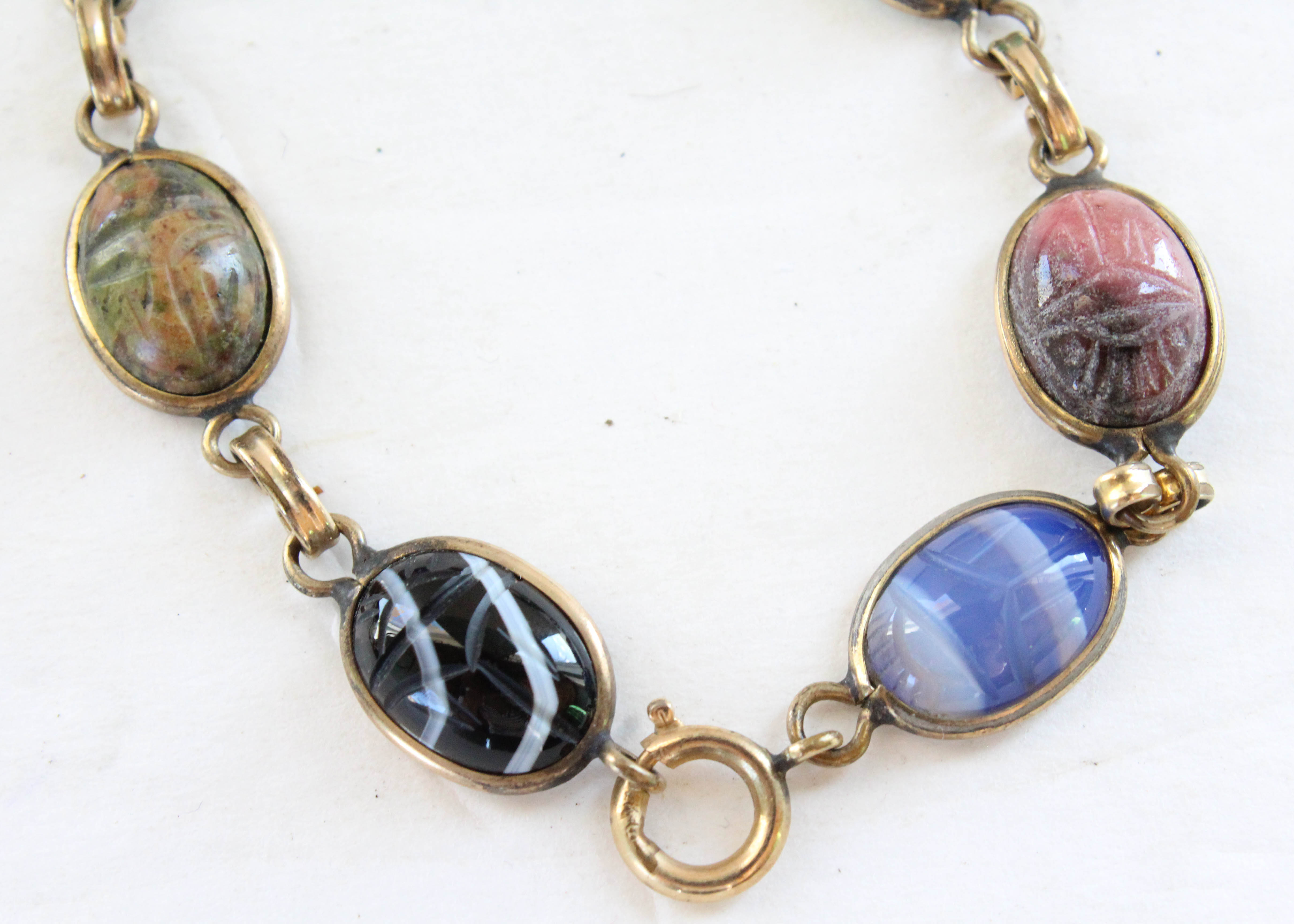Three Vintage Scarab Bracelets