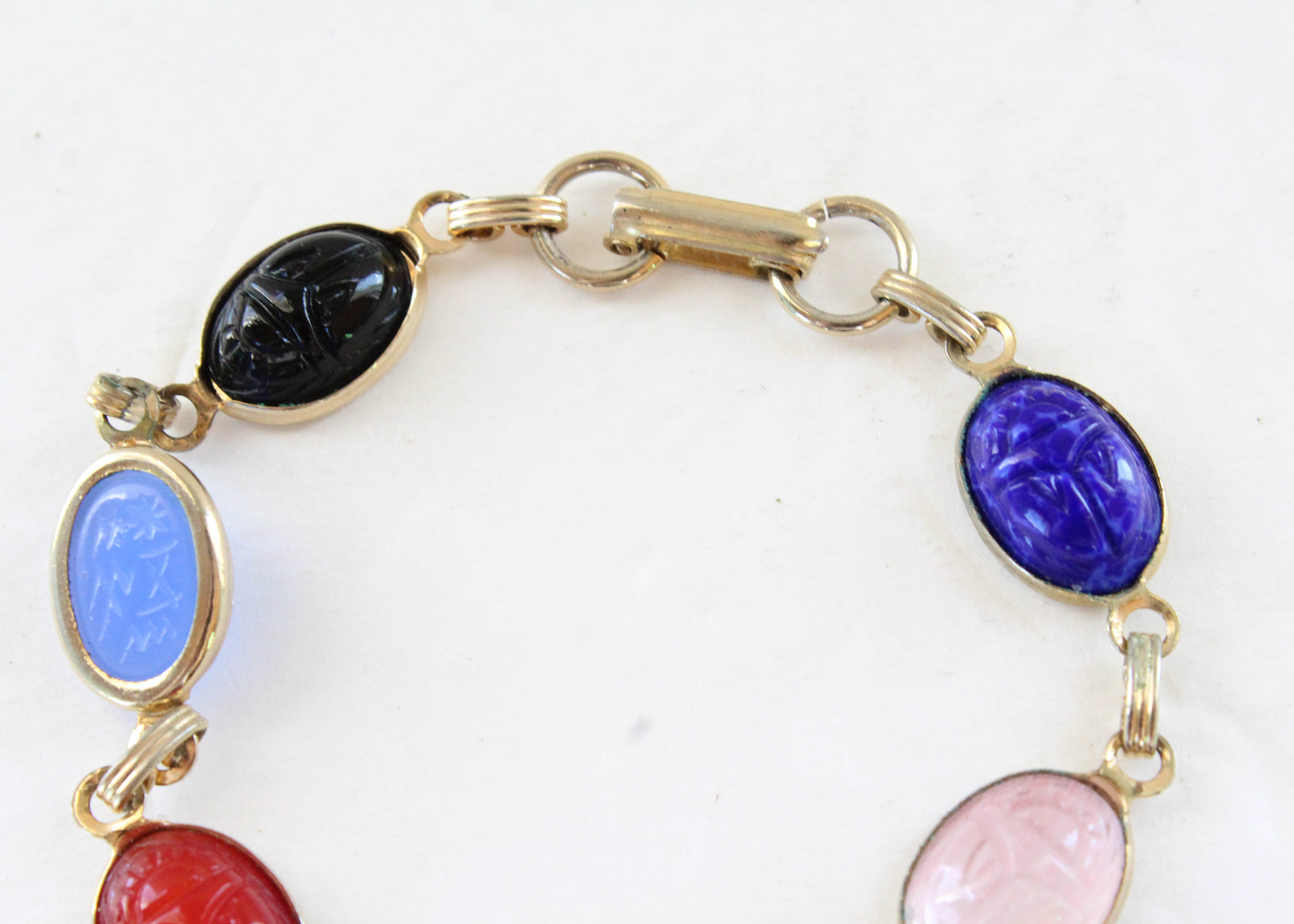Three Vintage Scarab Bracelets