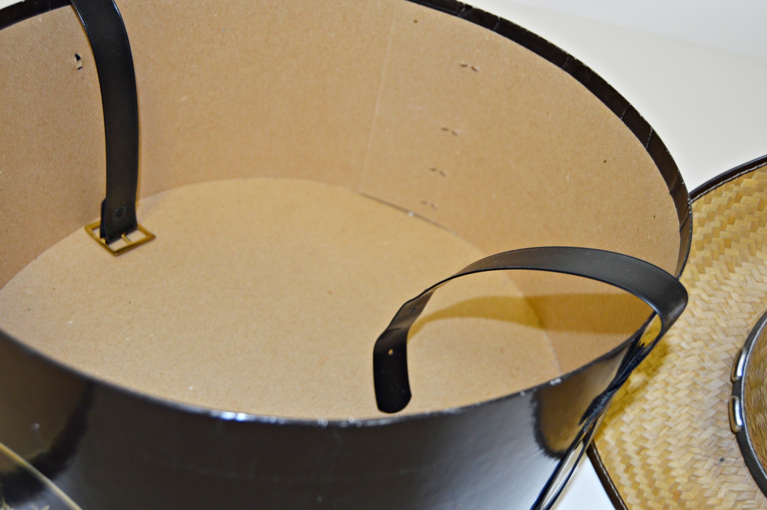 Two Straw Hats and a Vintage Hat Box