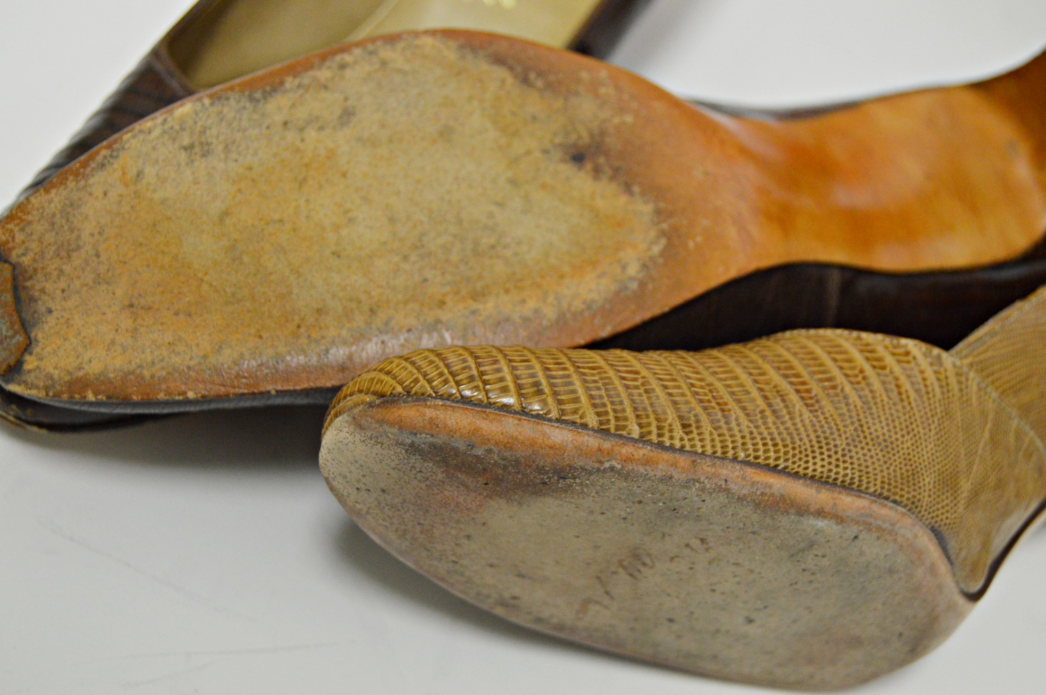 Three Pairs of Women's 1960s Lizard Heels, Size 9AAA