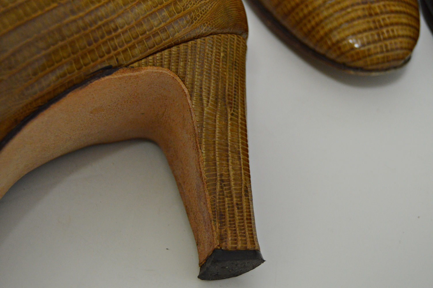Three Pairs of Women's 1960s Lizard Heels, Size 9AAA