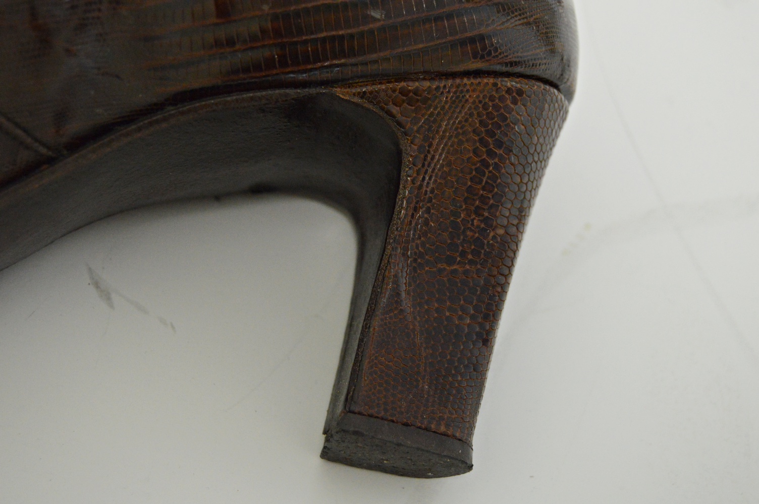 Three Pairs of Women's 1960s Lizard Heels, Size 9AAA