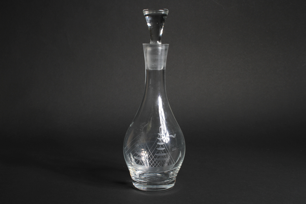 Glass Decanter and Snack Bowls