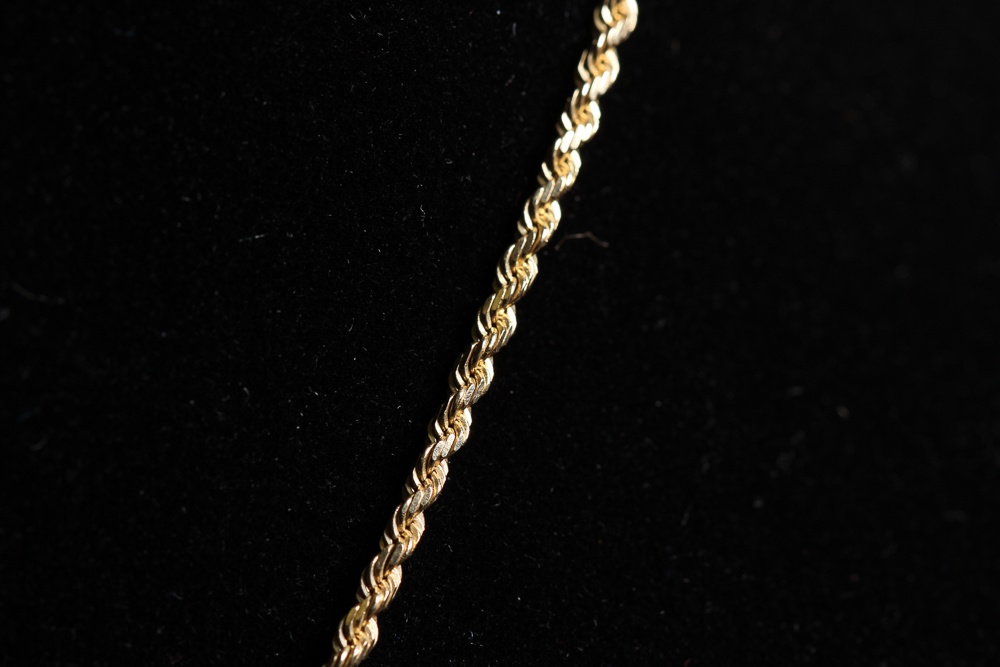 14K Gold Chain and Smoky Quartz Pendant