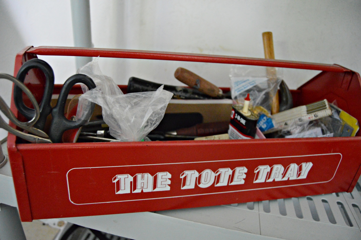 Plastic Shelving Unit with Coolers, Tarps, Tools