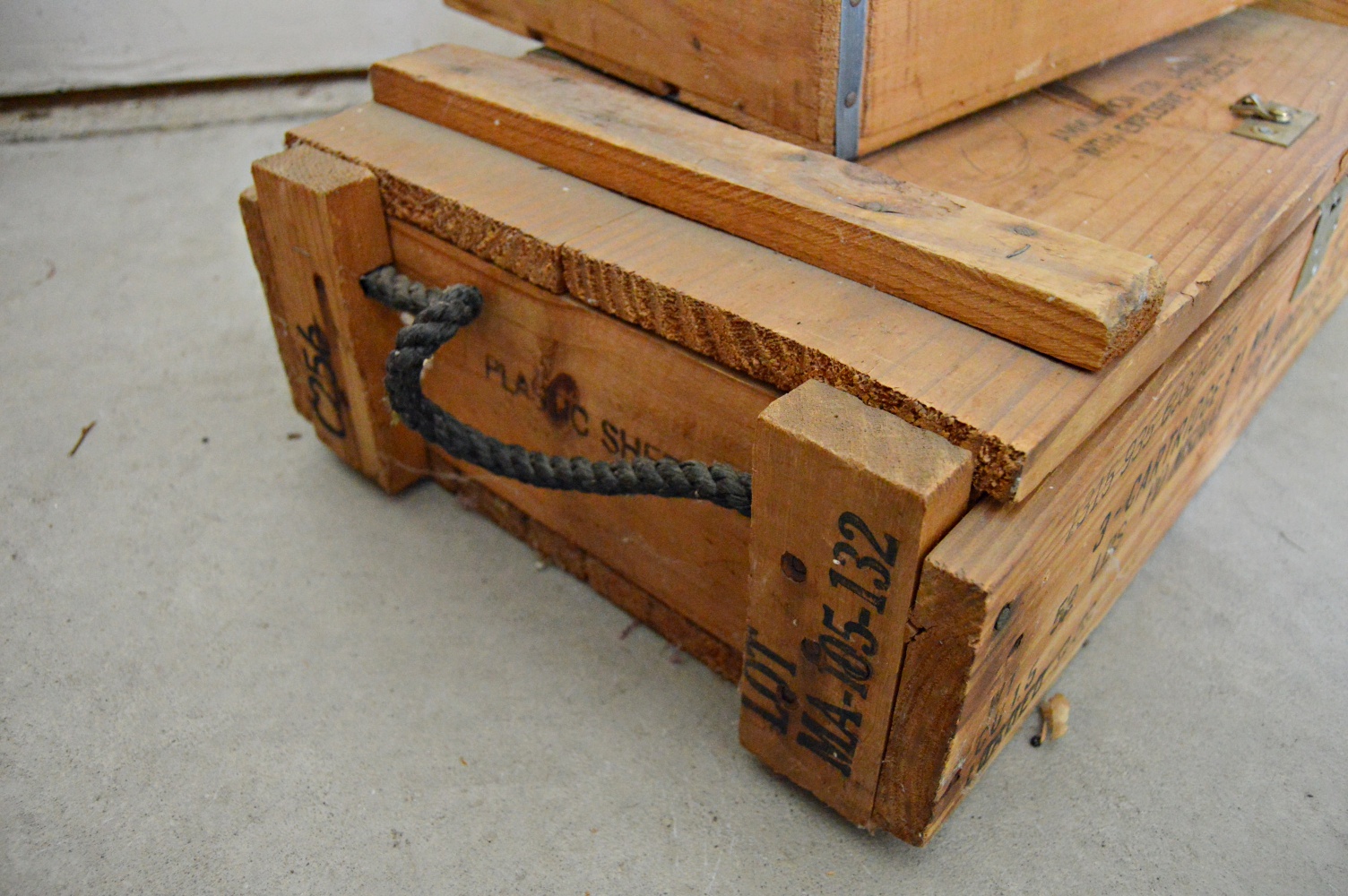 Two Vintage Crates with a Cannon Ammo Box