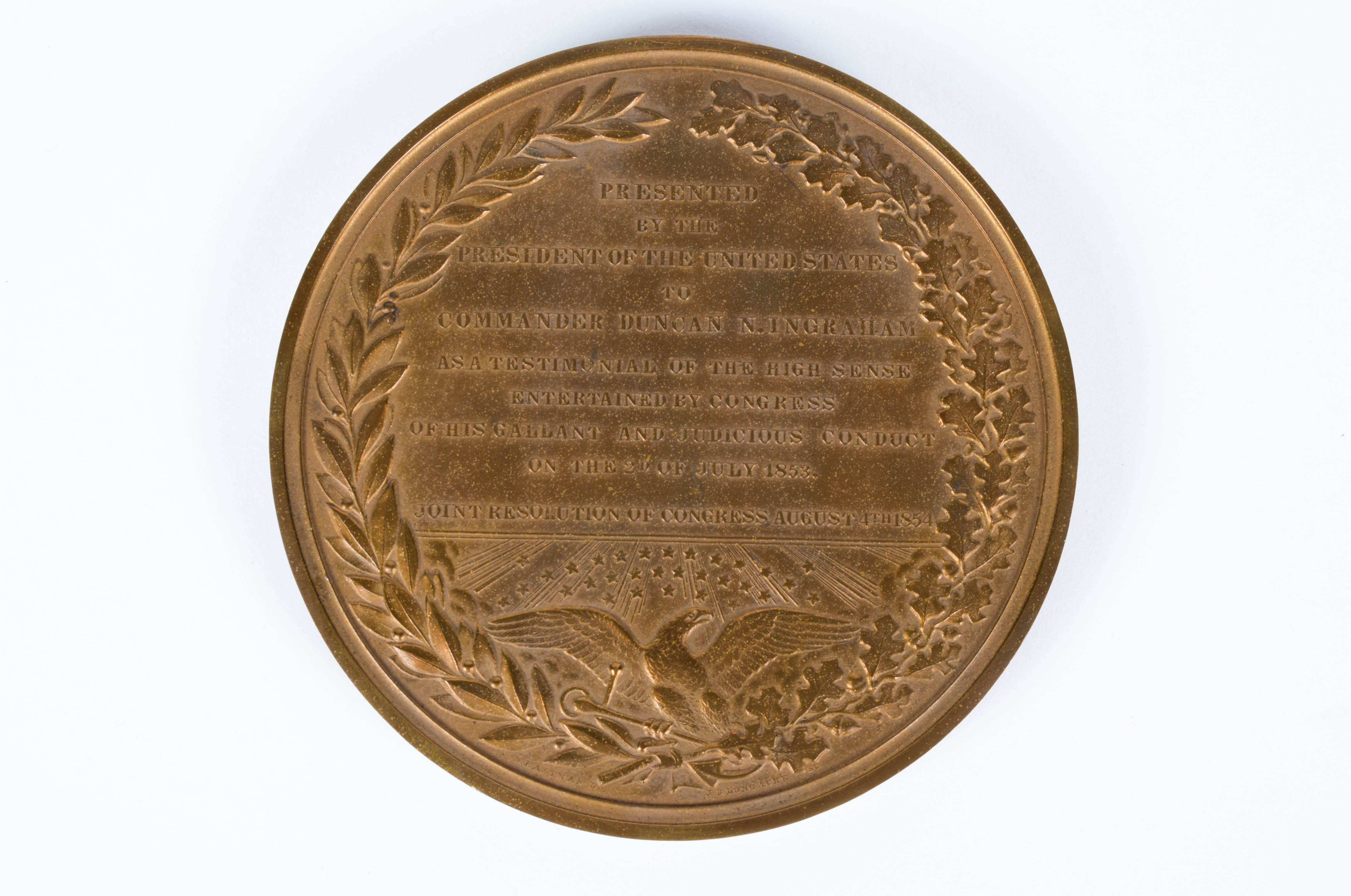 1854 U.S. Congressional Medal for Commander Duncan Ingraham