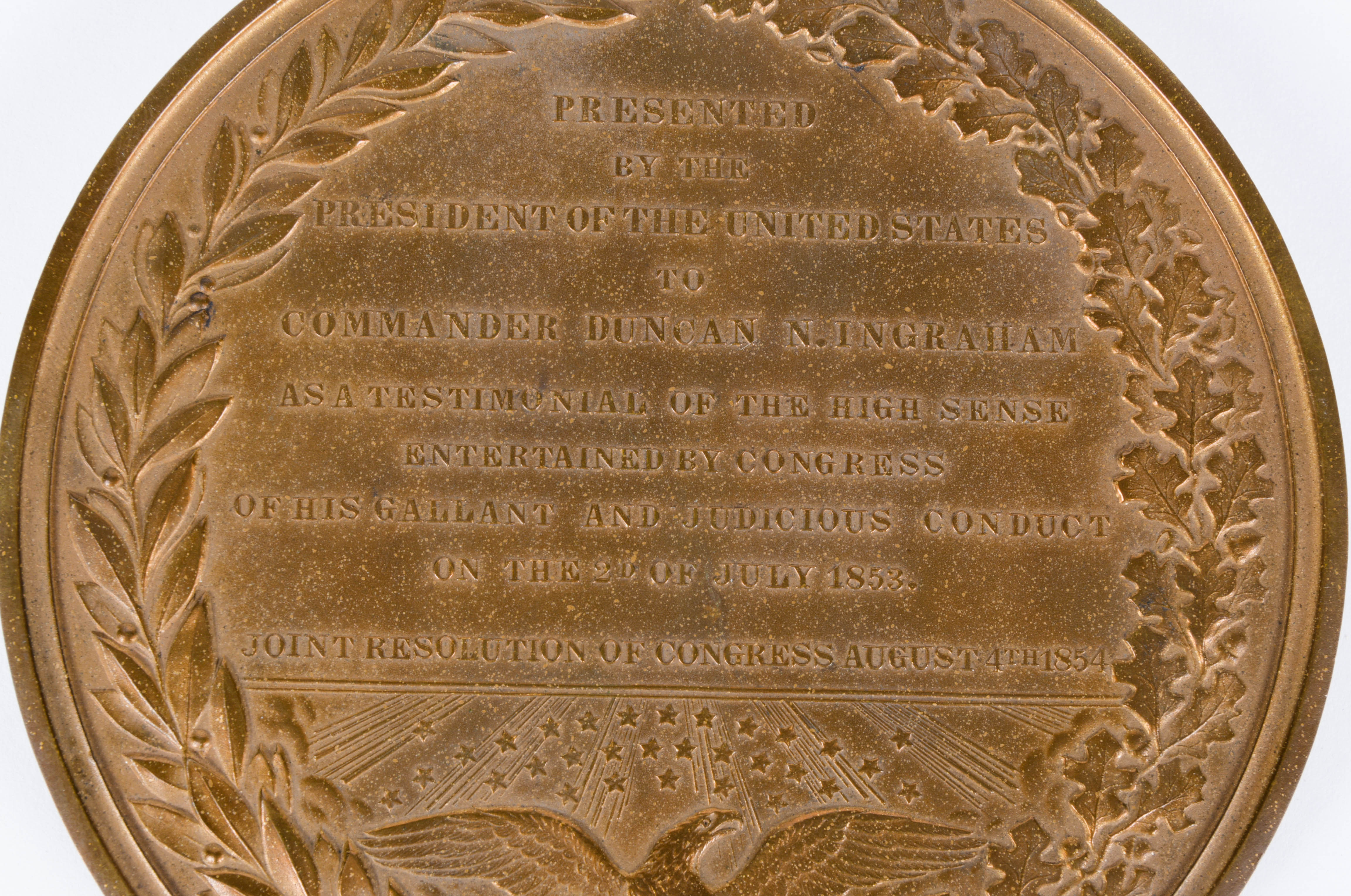 1854 U.S. Congressional Medal for Commander Duncan Ingraham