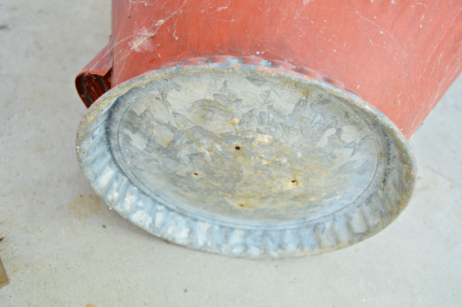 Two Vintage Painted Milk Cans, Coal Hod and Iron Cart
