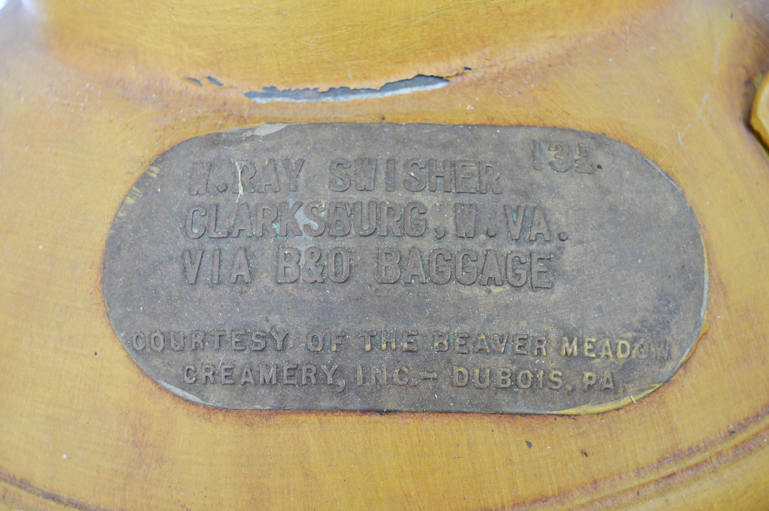 Two Vintage Painted Milk Cans, Coal Hod and Iron Cart