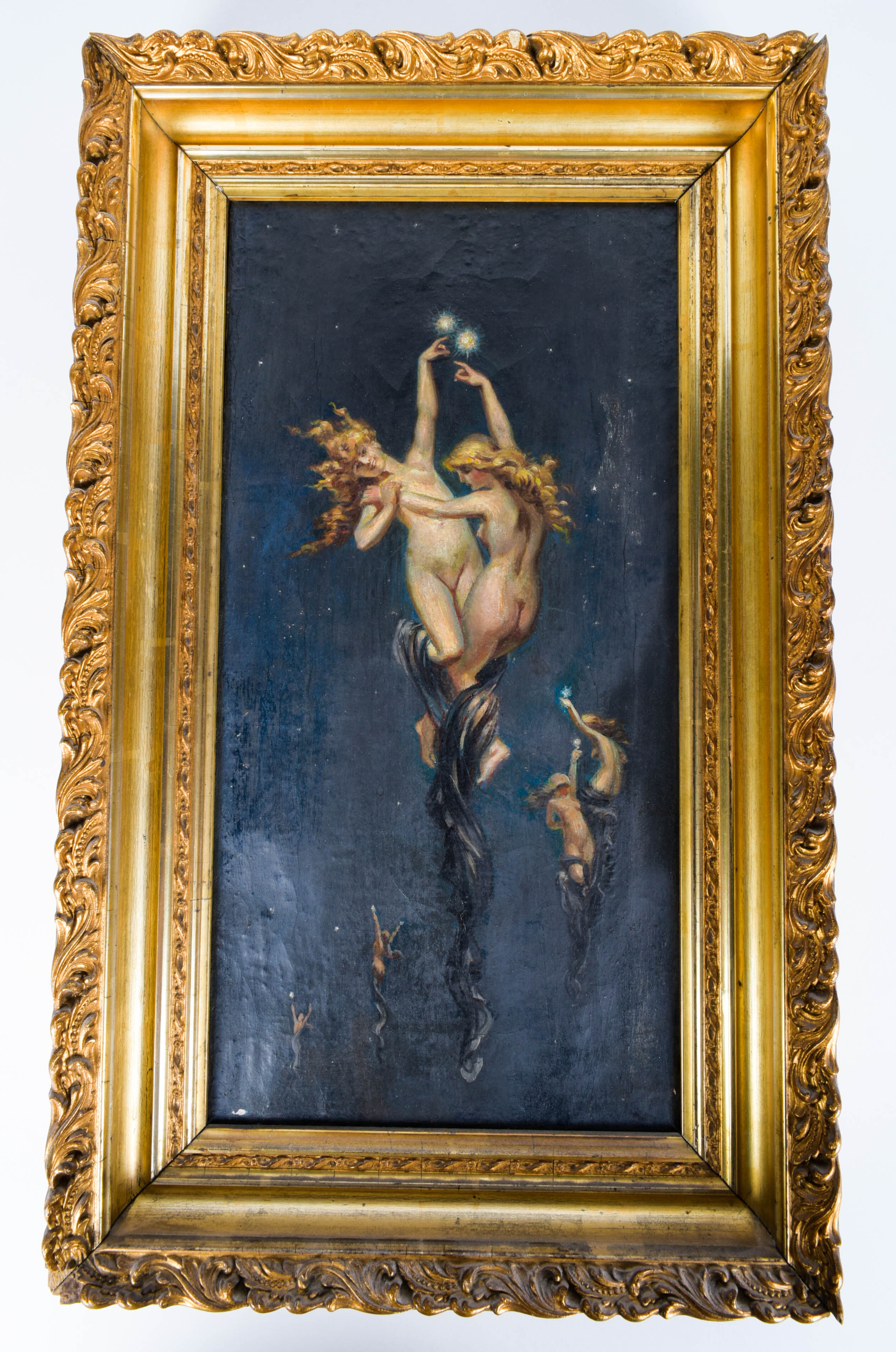 Antique Oil Painting "Twin Stars" After Luis Falero