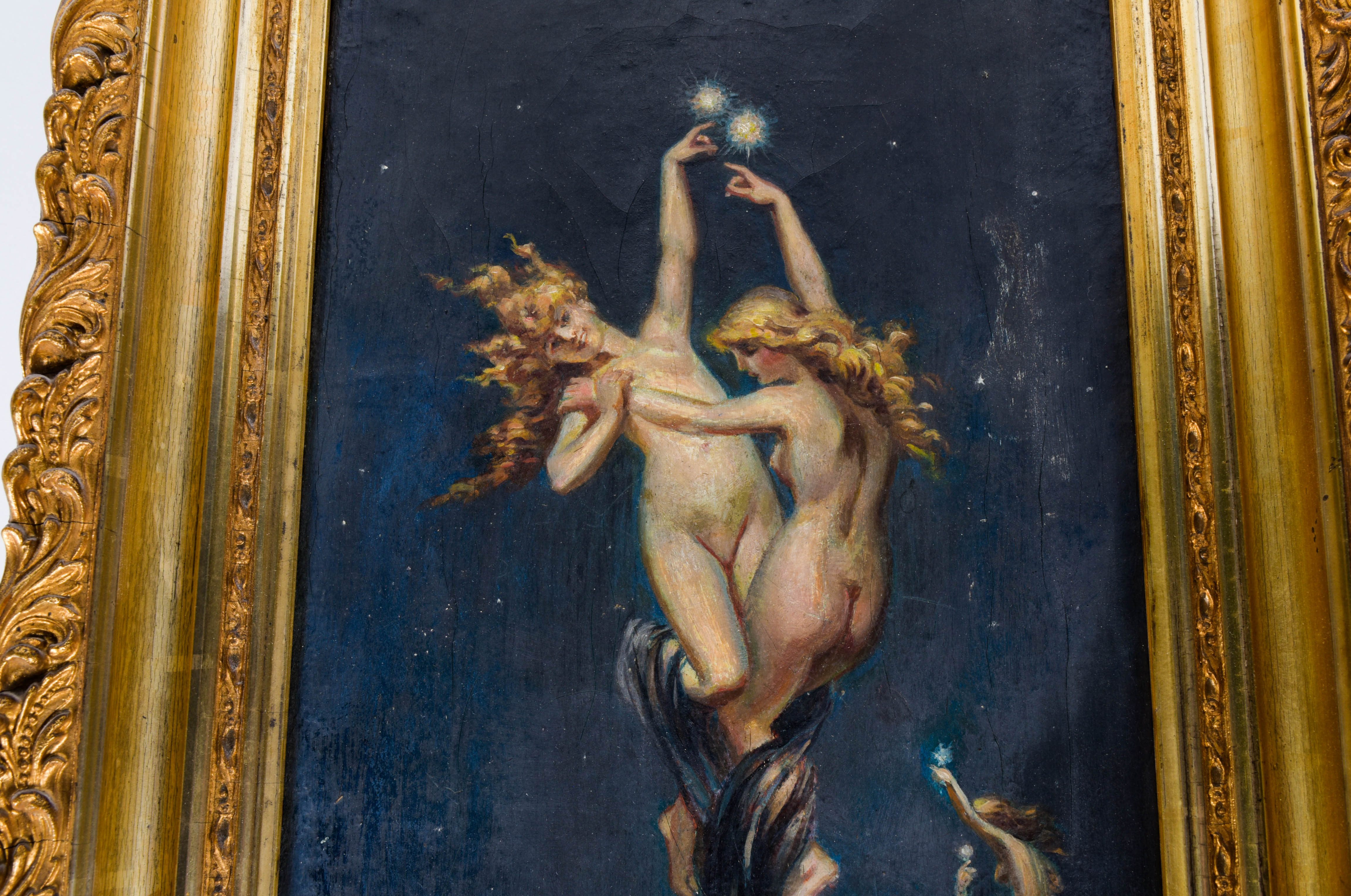 Antique Oil Painting "Twin Stars" After Luis Falero