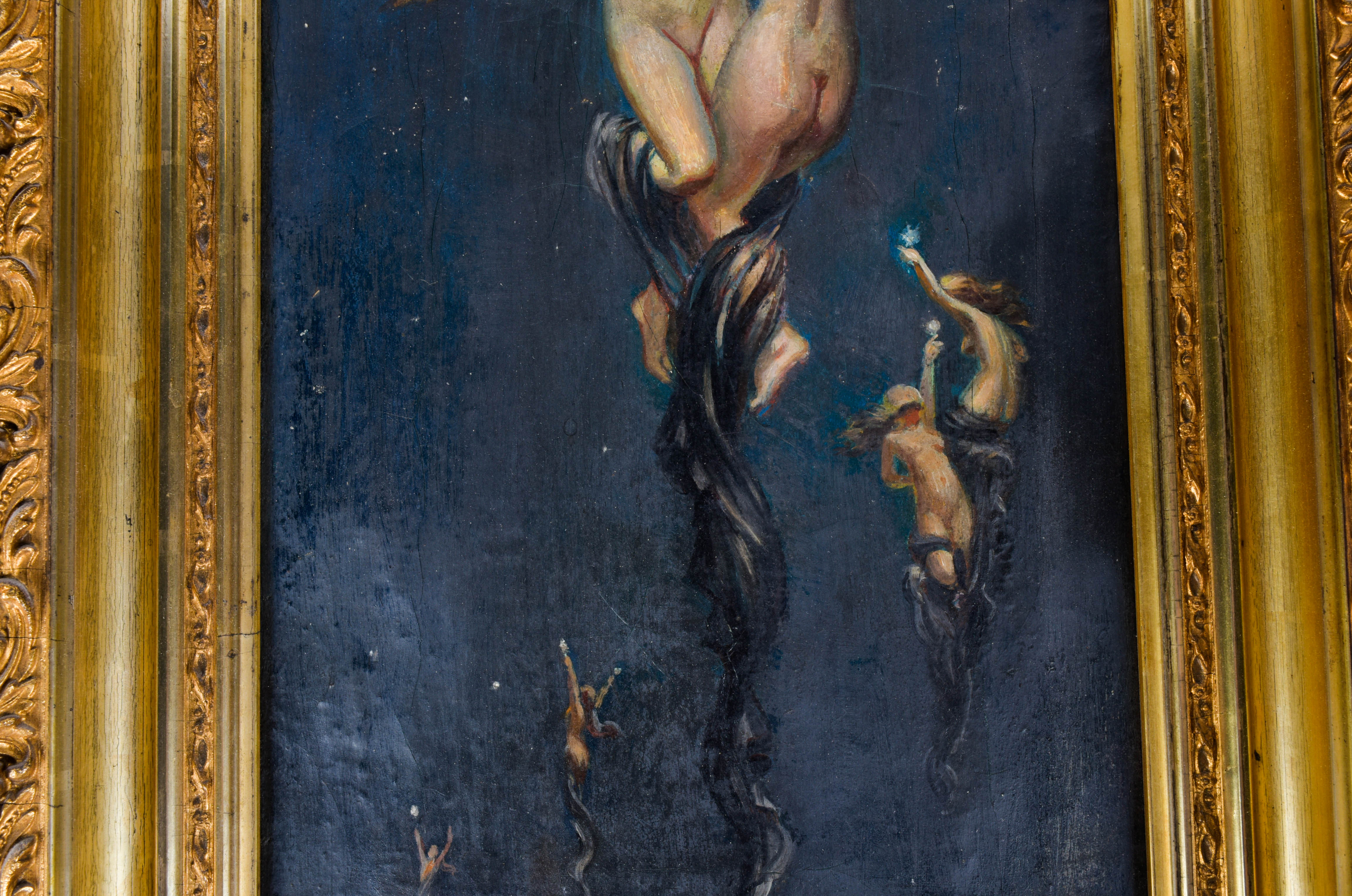 Antique Oil Painting "Twin Stars" After Luis Falero