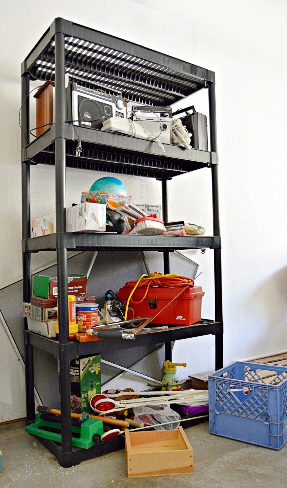 Shelving Unit With Tools, Electronics, Gardening Supplies