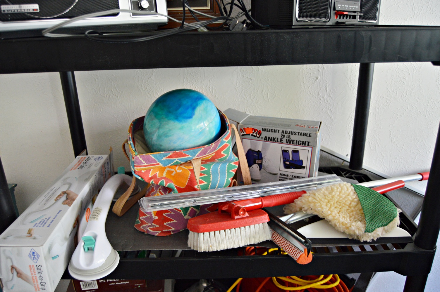 Shelving Unit With Tools, Electronics, Gardening Supplies