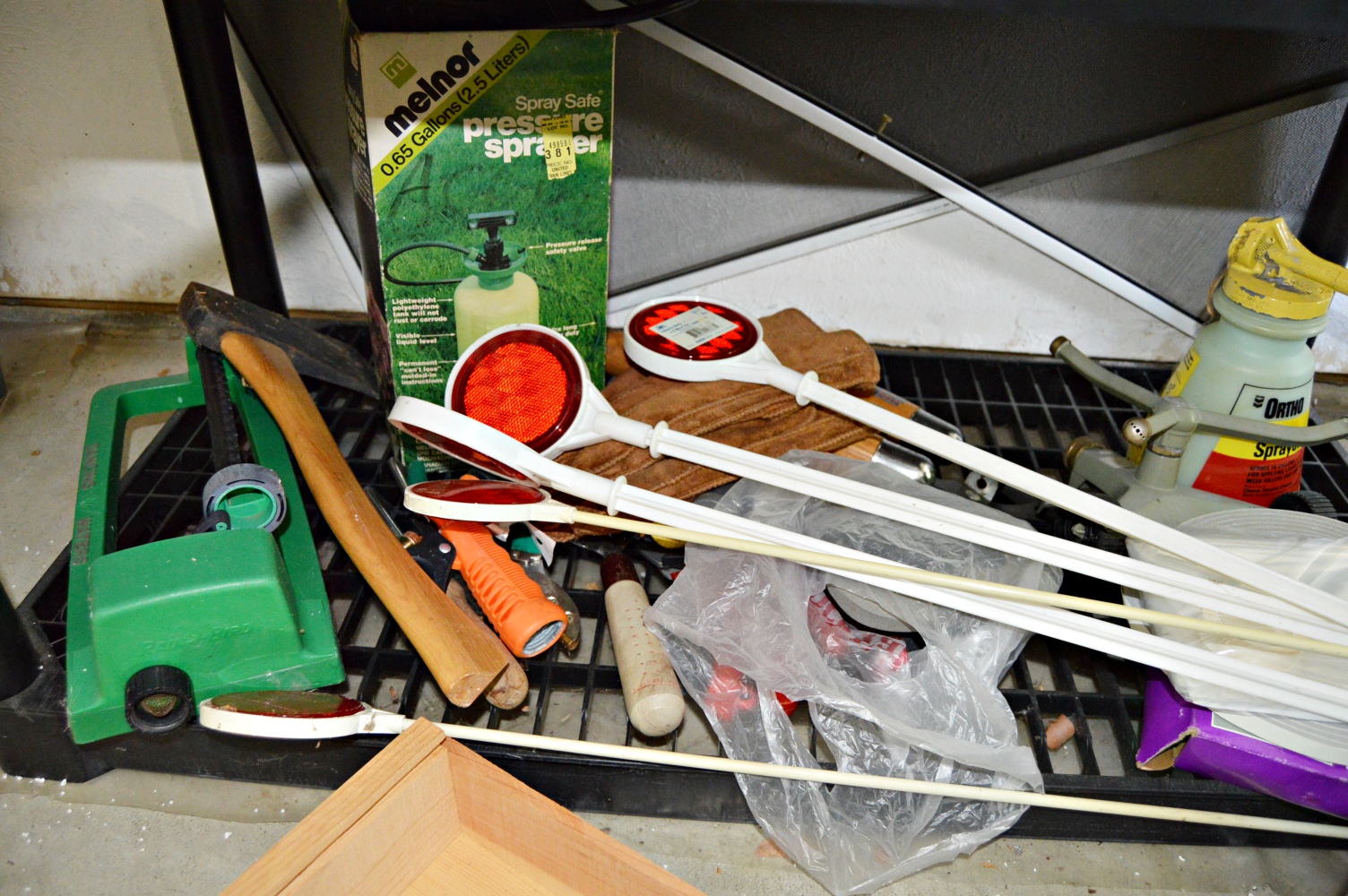 Shelving Unit With Tools, Electronics, Gardening Supplies