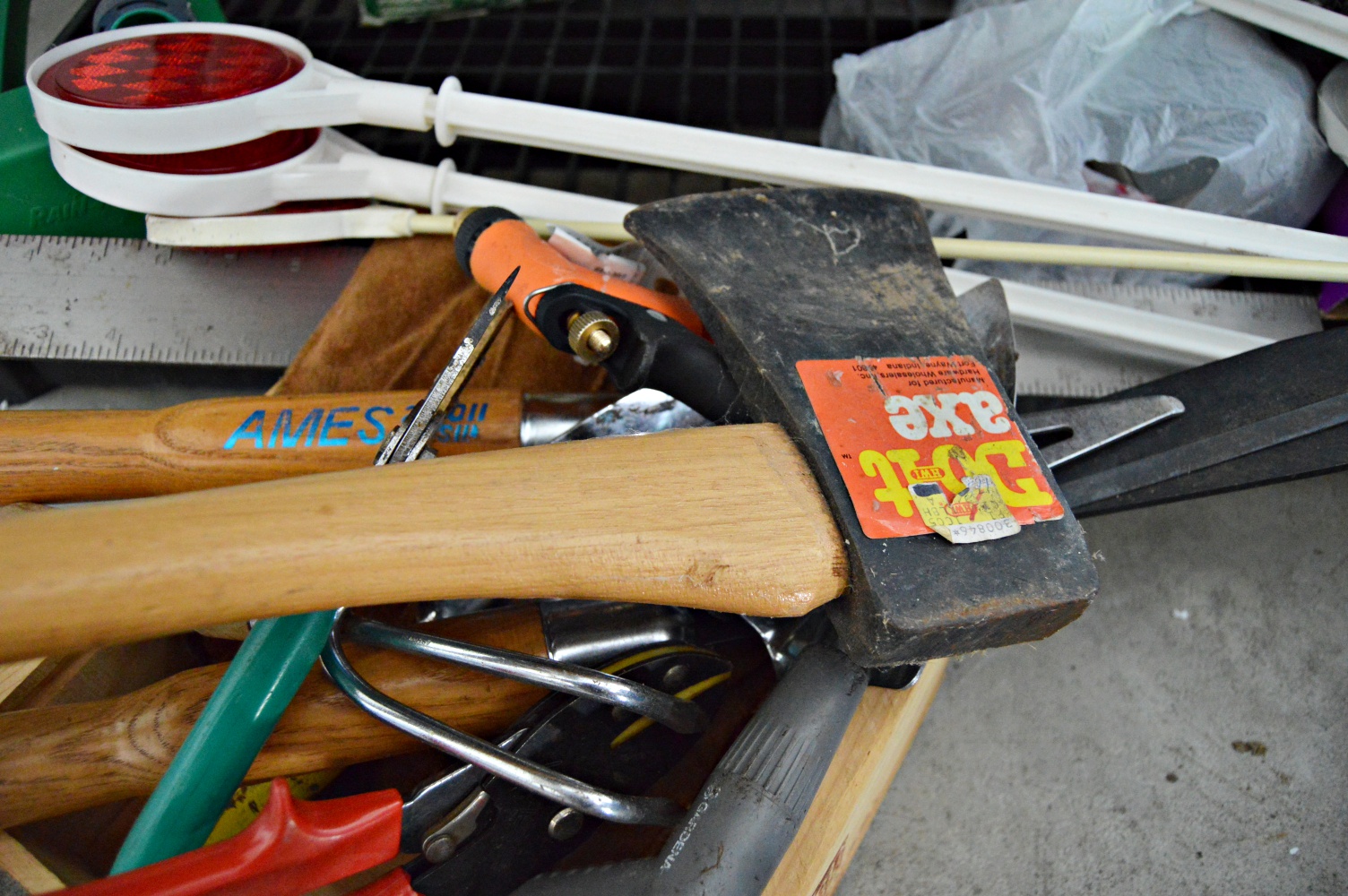 Shelving Unit With Tools, Electronics, Gardening Supplies