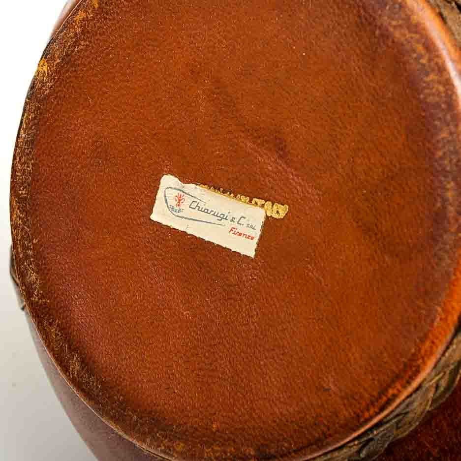 Set of Four Vintage Italian Leather Covered Glass Bottles