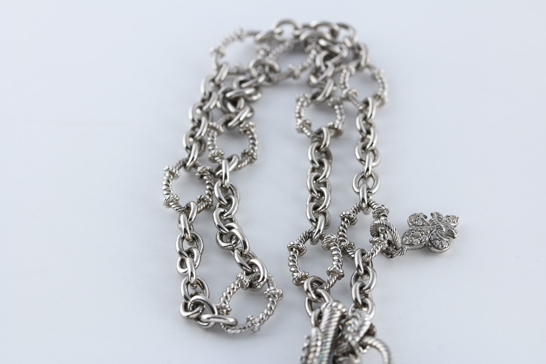 Judith Ripka Sterling Toggle Necklace and Matching Bracelet