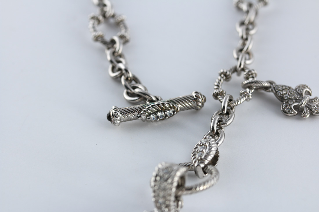 Judith Ripka Sterling Toggle Necklace and Matching Bracelet