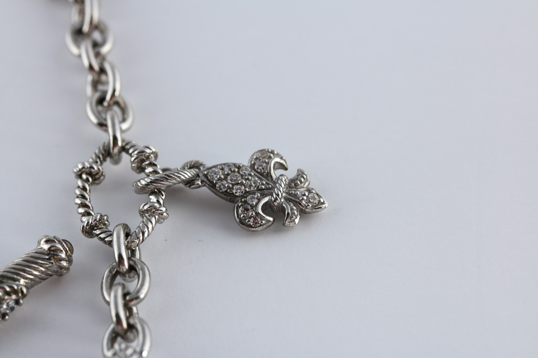 Judith Ripka Sterling Toggle Necklace and Matching Bracelet