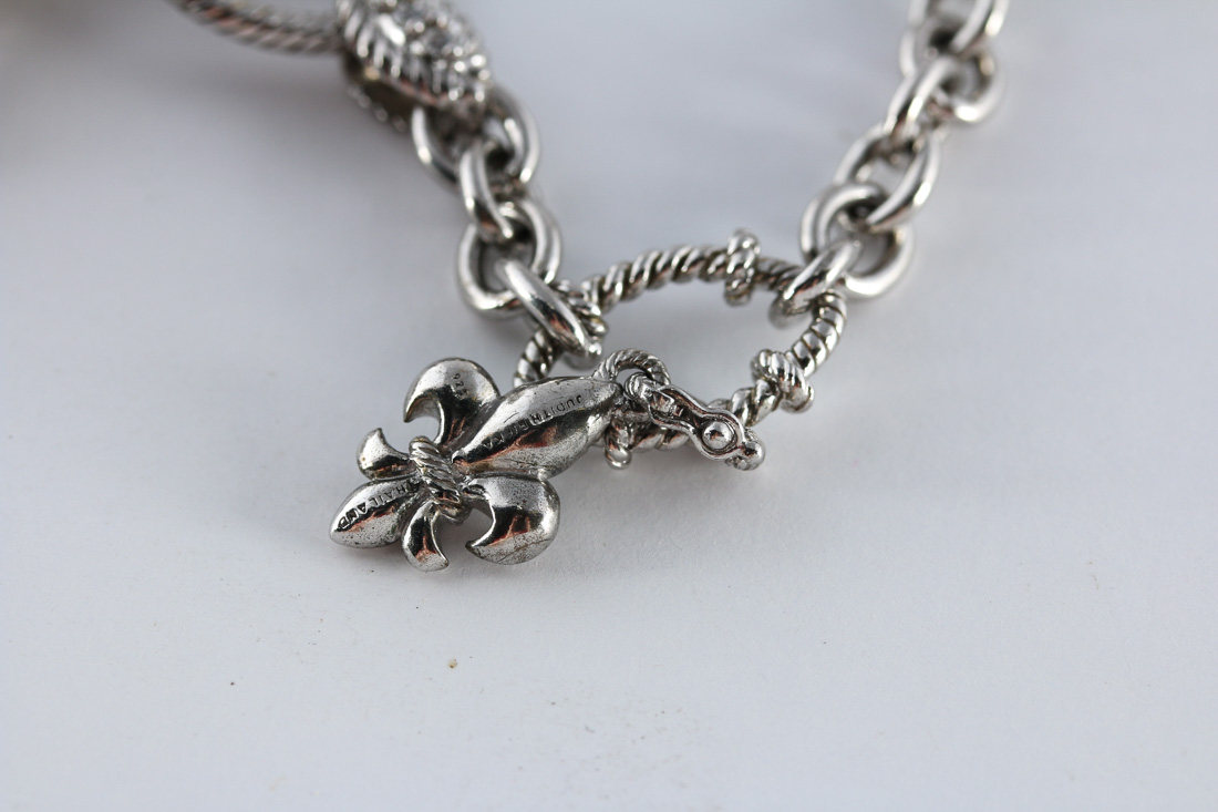 Judith Ripka Sterling Toggle Necklace and Matching Bracelet