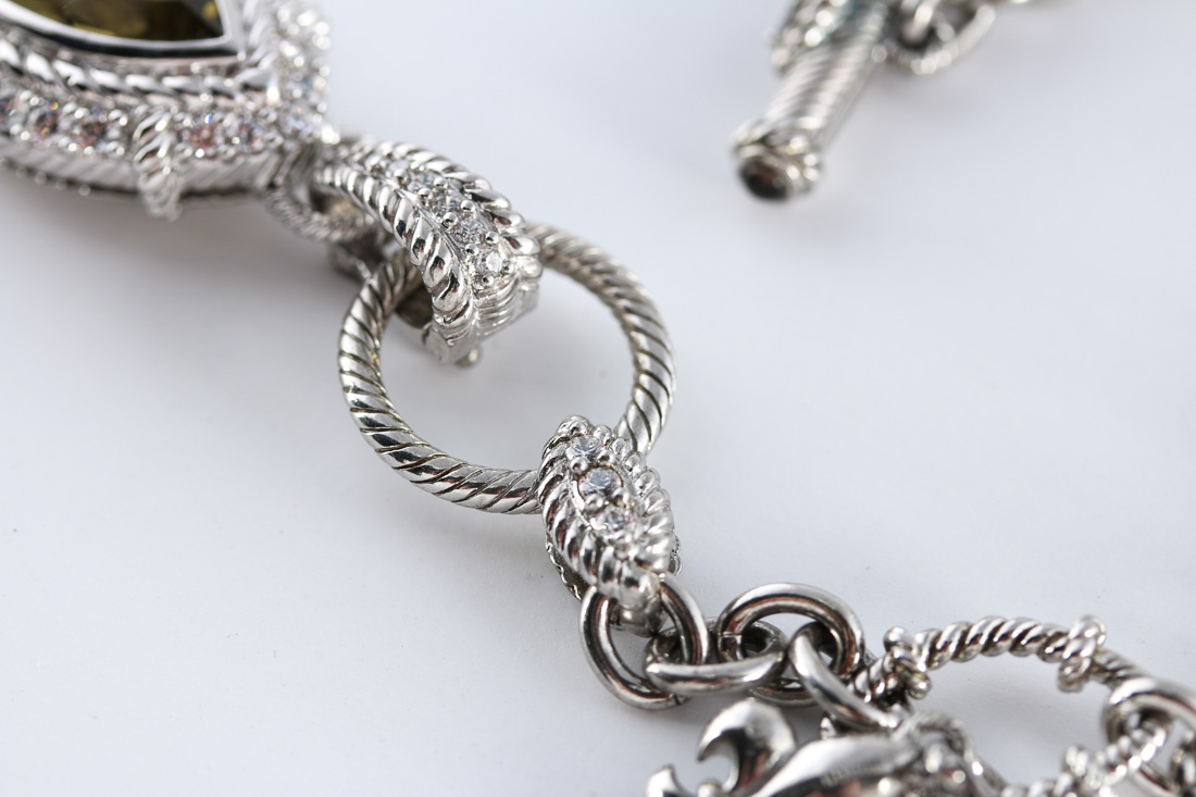 Judith Ripka Sterling Toggle Necklace and Matching Bracelet