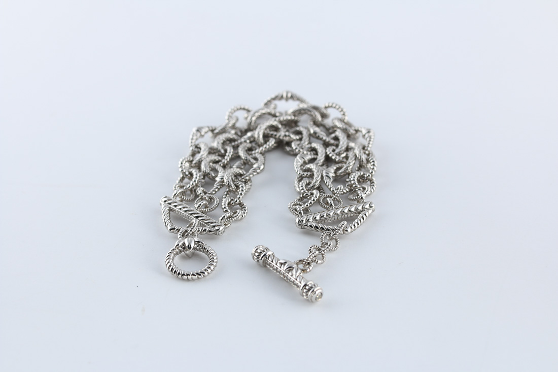 Judith Ripka Sterling Toggle Necklace and Matching Bracelet