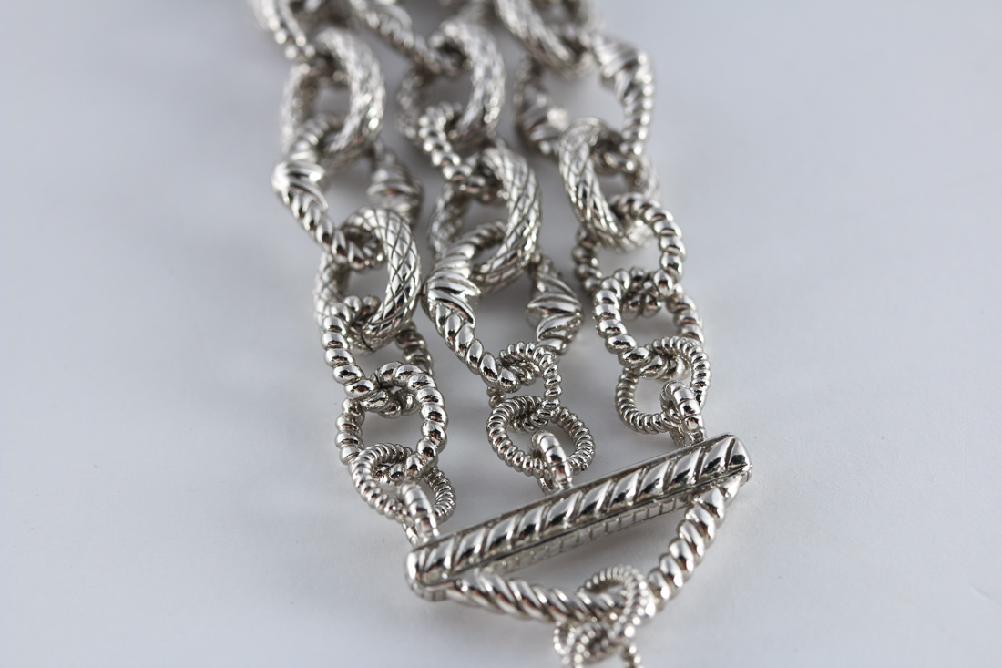 Judith Ripka Sterling Toggle Necklace and Matching Bracelet