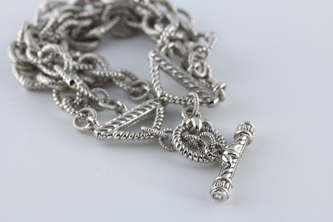 Judith Ripka Sterling Toggle Necklace and Matching Bracelet