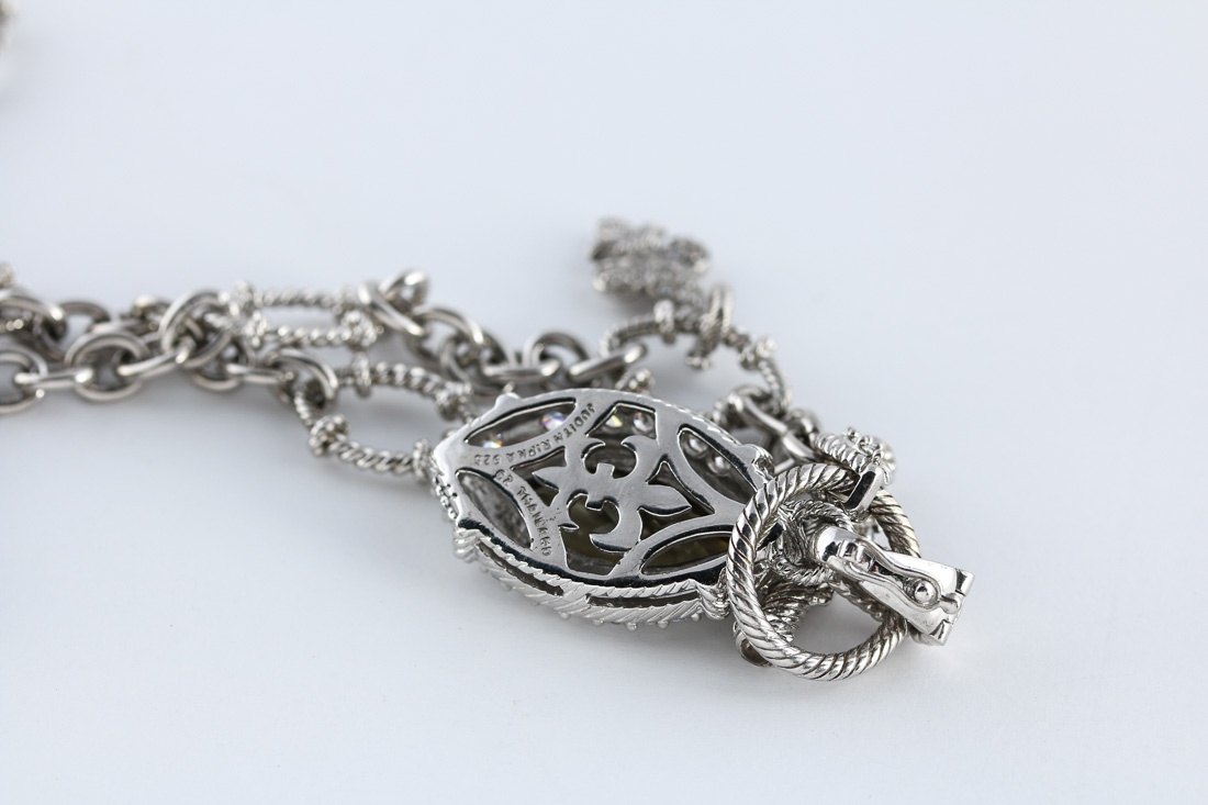 Judith Ripka Sterling Toggle Necklace and Matching Bracelet